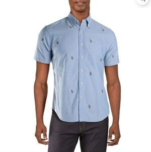 Polo Ralph Lauren Allover Pony Slim Fit Short Sleeve Oxford Shirt